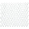 White honeycomb floor mosaic featuring smooth glossy white hexagonal ceramic tiles for stylish flooring