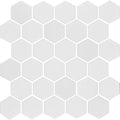 White large honeycomb floor mosaic featuring smooth glossy white hexagonal tiles for stylish flooring designs