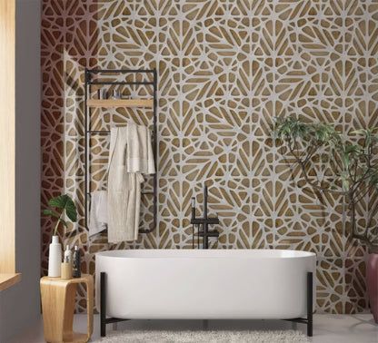 White Lattice Tiles Wooden Shower Panel