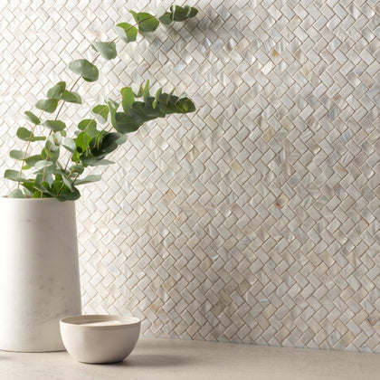 White Pearl Herringbone Shell