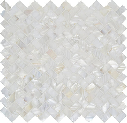 White Pearl Herringbone Shell Mosaic
