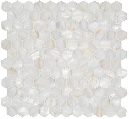 White Pearl Hexagon Shell Mosaic