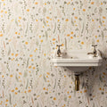 Wildflower gold 60x30cm white ceramic wall-mounted sink with polished chrome faucets for bathroom use