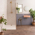Wildflower rose 60x30cm pink rectangular wall-mounted sink with brass fixtures for stylish bathroom use
