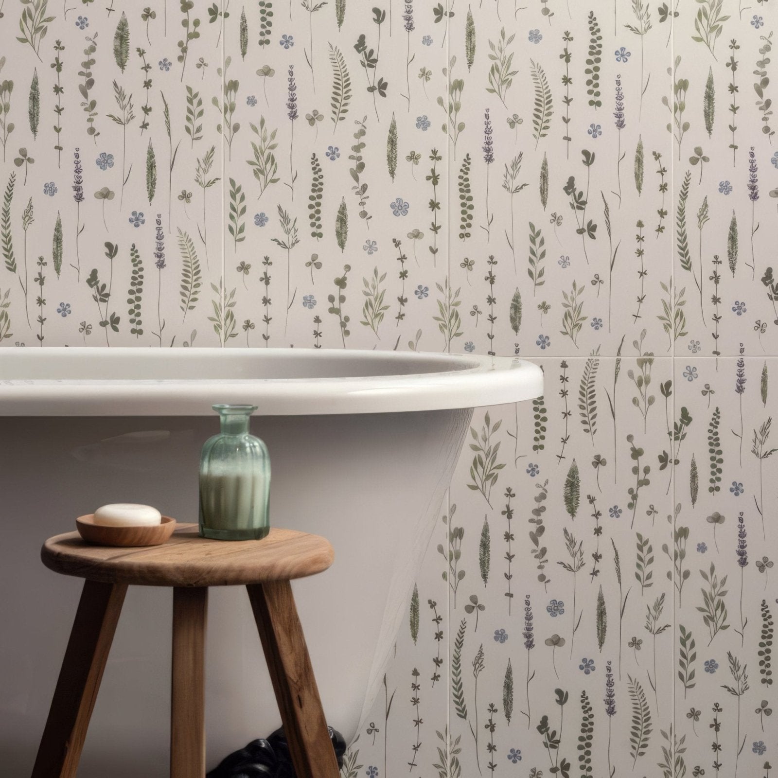 Wildflower Violet 60x30cm in a bathroom setting