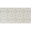 Beige rectangular tile featuring a repeating pattern of gray and white ornamental motifs from wisley on helmingham vintage