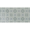 A rectangular ceramic tile wisley on sudbury with a subtle gray and white ornamental pattern on a light background