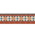 Wordsworth buff blue and white terracotta and cream diamond-patterned mosaic tile border with blue accents