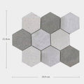 Hexagonal mosaic tile panel world hexagon texture grey mosaic with matte and textured gray tones and ribbed patterns