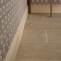 Beige wychwood porcelain matt floor tiles 60 x 90cm with stone effect and light gray grout lines