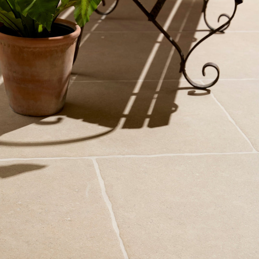 Wychwood Porcelain Paving Textured beige stone-effect paving tile