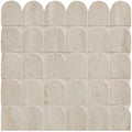 Beige zahara porcelain arch mosaic tiles with natural veining and matte finish for elegant wall design