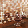 Zamo Earth And Fire Mixed Mosaics brown and copper metallic mosaic with two glasses of red wine