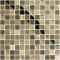 Zamo Earth And Fire mixed mosaics panel with metallic gold bronze and black reflective textured tile squares