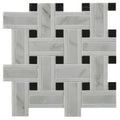 Zen marble grand basket weave mosaic showing gray marble and black mosaic tile in a woven pattern surface