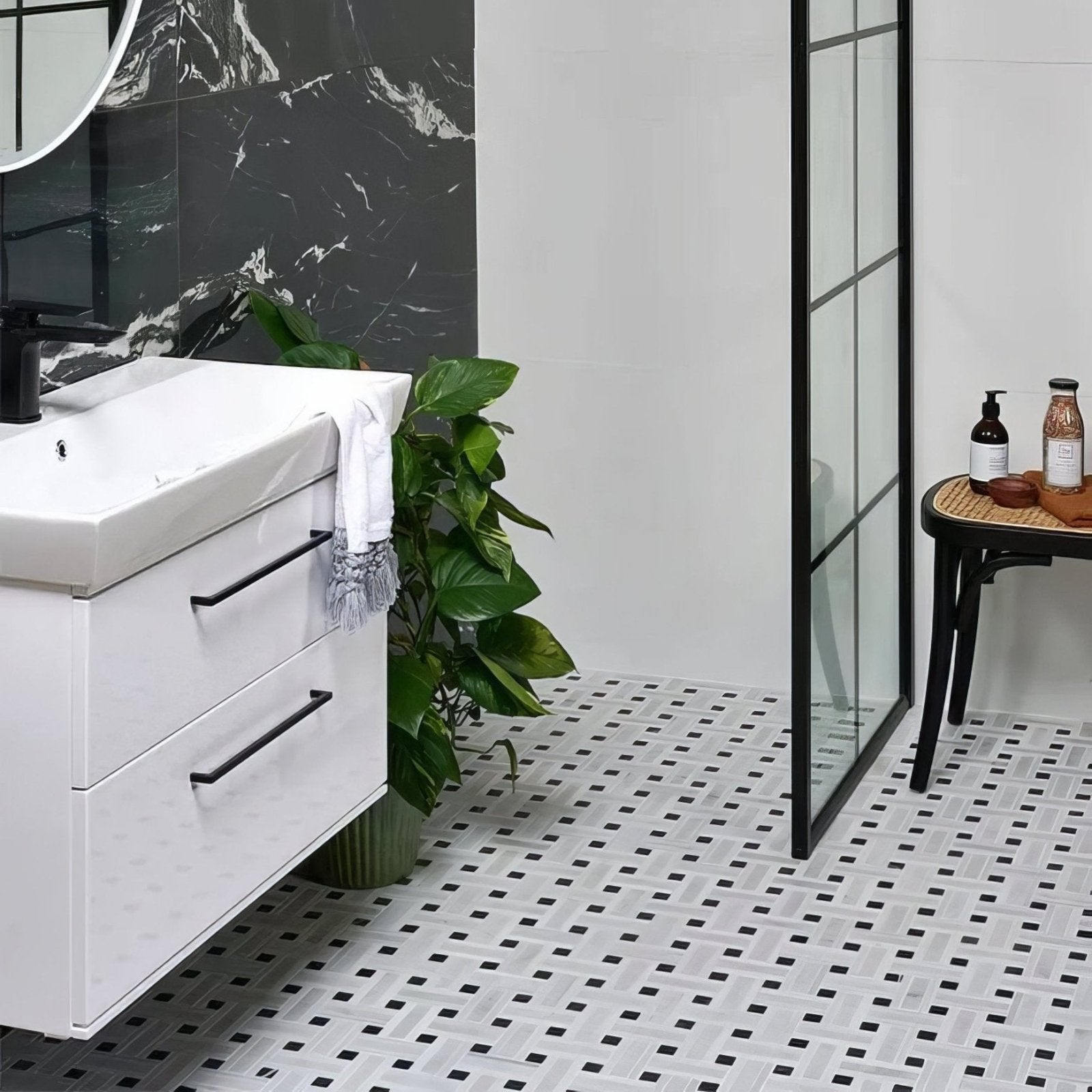 Zen Marble Grand Basket Weave Mosaic