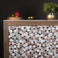 Hexagonal zenith copper aluminium mosaic tile panel with metallic copper silver and bronze finish
