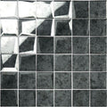 Dark gray 50mm facet mosaic antique mirror tile with textured geometric pattern and subtle metallic sheen