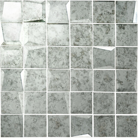 50mm Facet Mosaic Antique Mirror White - alternate view