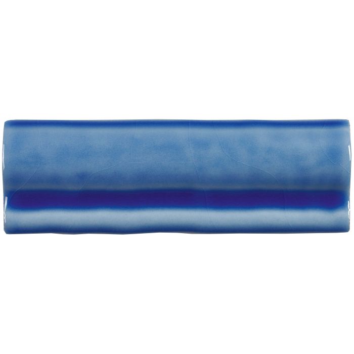 Agapanthus torus moulding rectangular ceramic tile with glossy gradient blue glaze and horizontal dark purple stripe