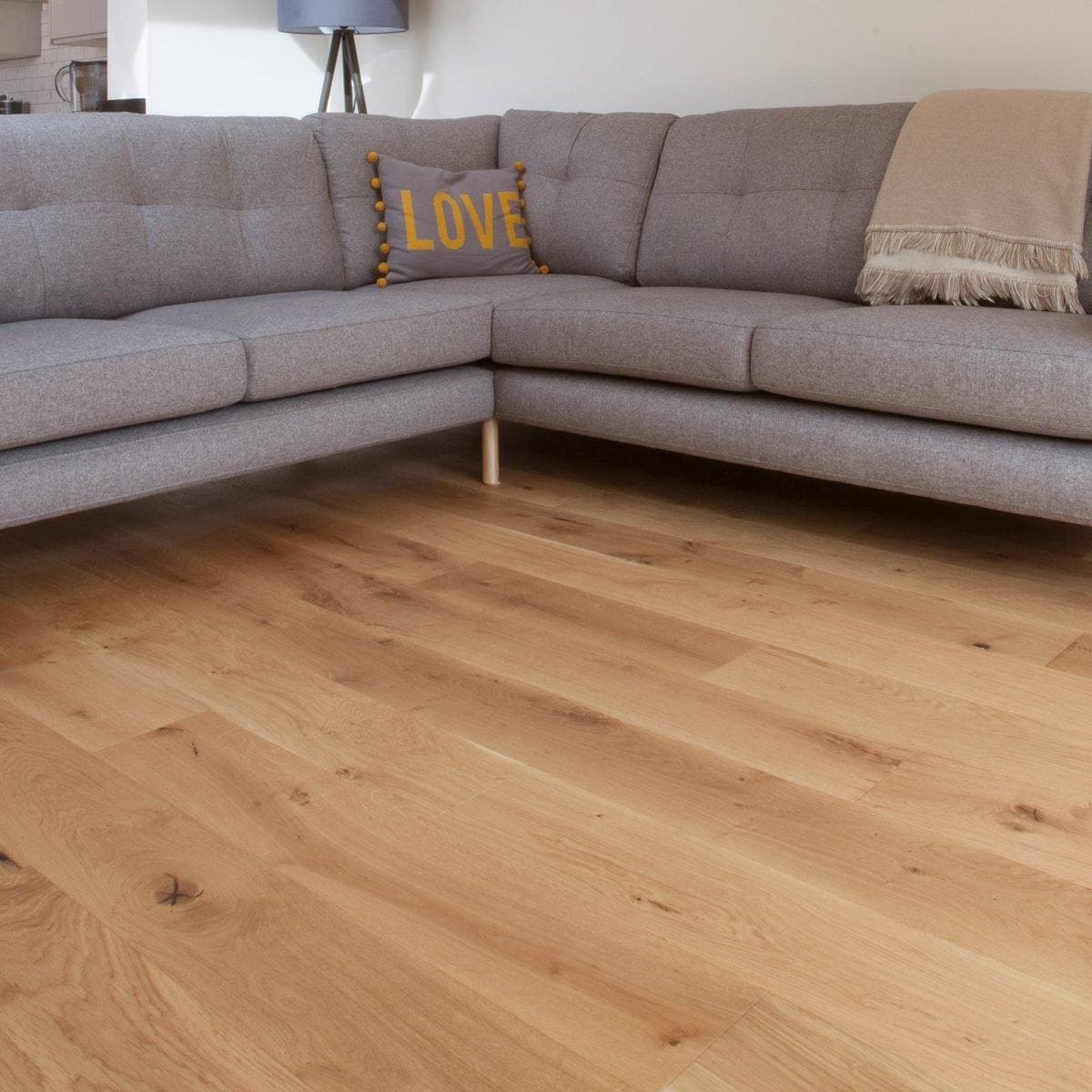 Alpine Oak Rustic Brushed & Lacquered shown as flooring