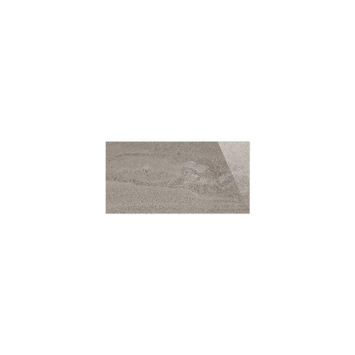 Amelia Grey polished rectified glazed porcelain tile in gray with a subtle mottled textured finish