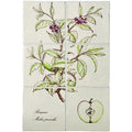 Beige ceramic apple 6 tile panel on palomino featuring hand-painted botanical apple branches and green leaves