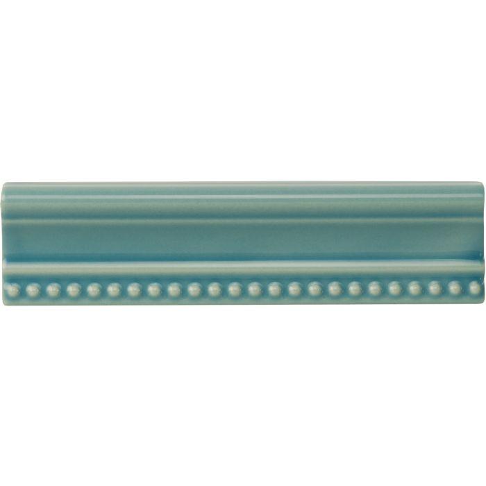 Aqua Source Hogarth Moulding sleek light teal ceramic tile with glossy finish and decorative beaded edge