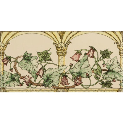 Arch And Ivy Pink Classical Decorative Border on Colonial White - Hyperion Tiles