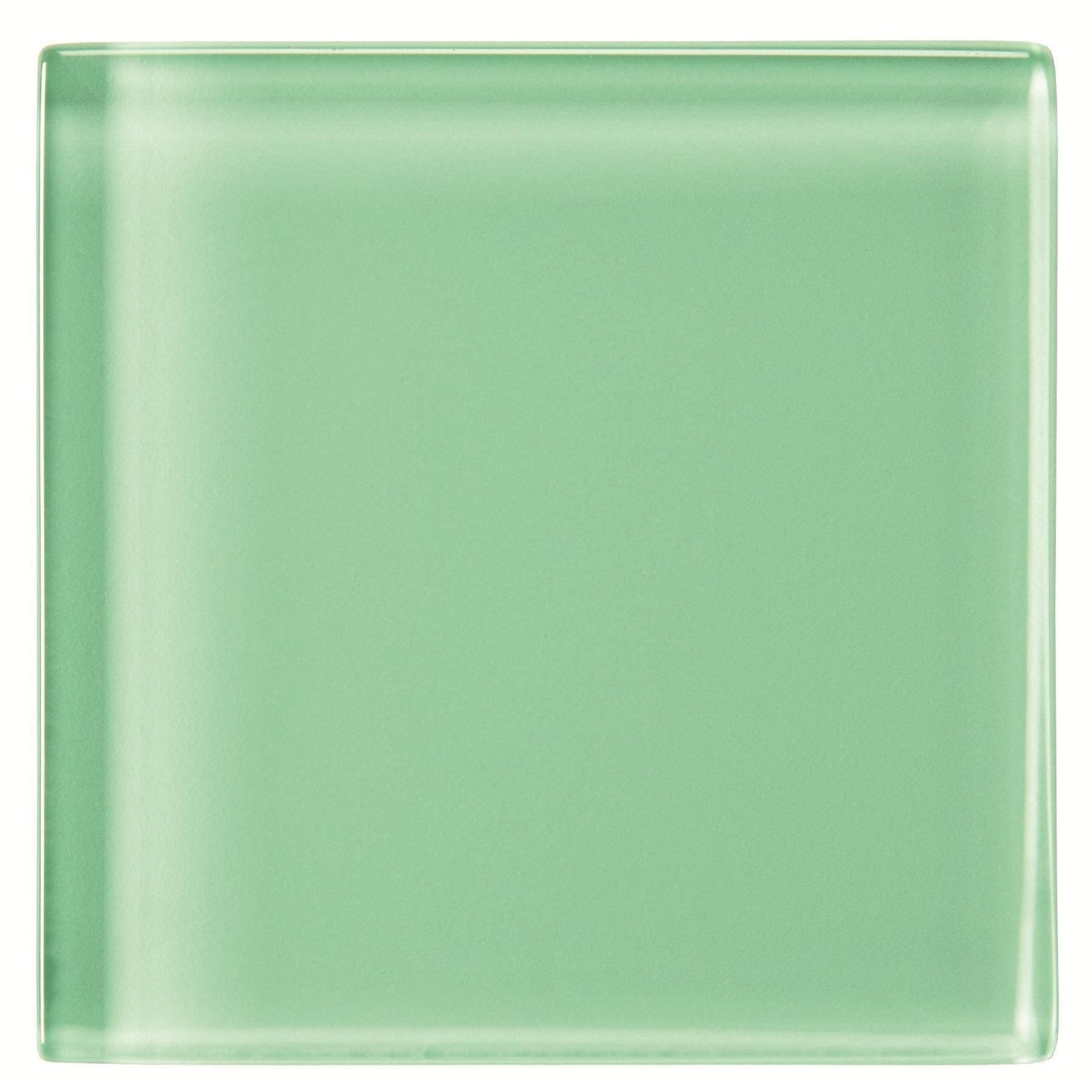 Arkansas clear glass 100 x 100mm square translucent mint green glass tile with smooth edges and a subtle glossy finish