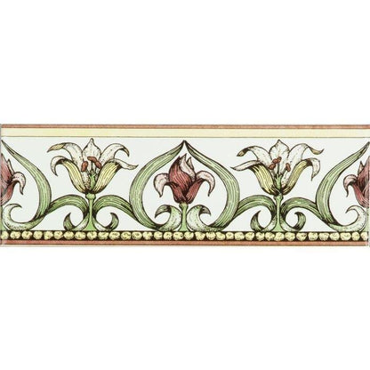 Art Nouveau Lily Green Classical Decorative Border on Brilliant White