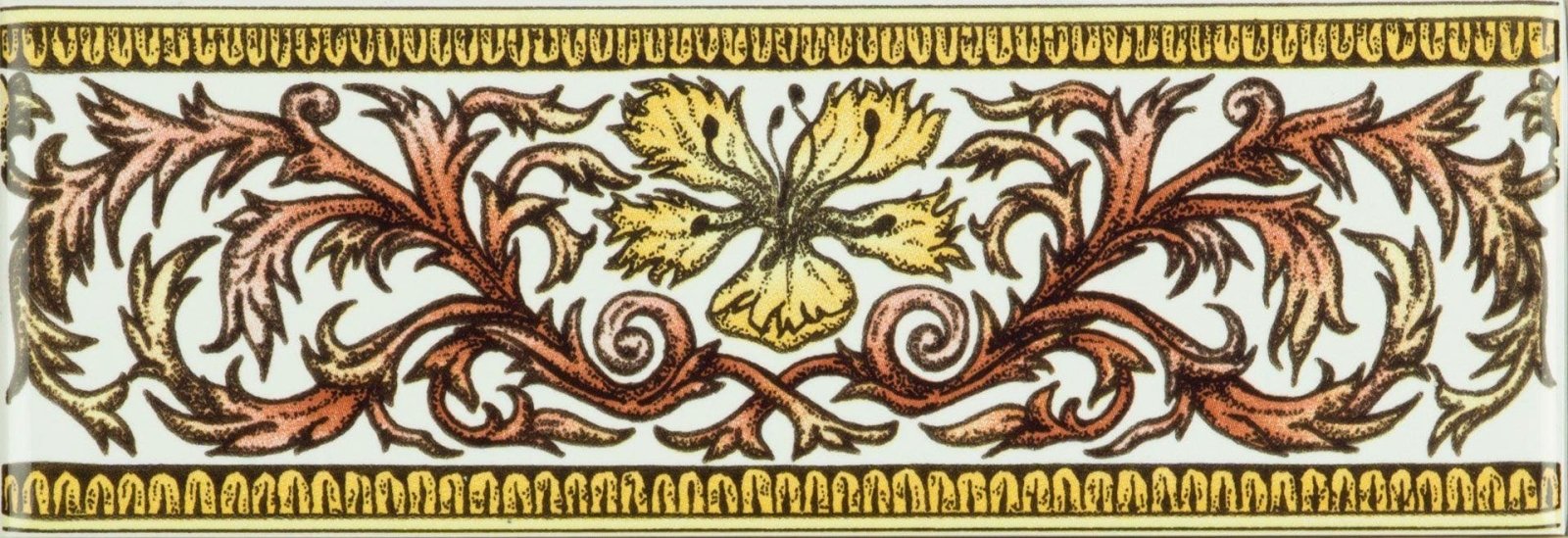 Autumn Foliage Classical Decorative Border on Brilliant White