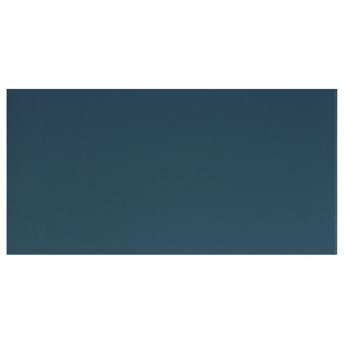 Avon clear glass brick solid rectangular navy blue tile with smooth matte finish