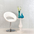 Beauville Silver Decorative Glass white decorative glass tiles with a white upholstered bar stool