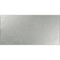 Beauville silver decorative glass rectangular matte white tile with embossed floral and vine pattern