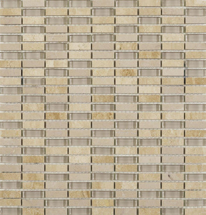 Beige Glass & Stone Mix Linear Mosaic