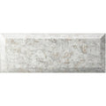 Rectangular bevelled brick antique mirror white mosaic tile with a subtle mottled gray and white veined pattern