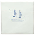 Black Barks of Bristol Delft Boats hand-painted blue Delft tile with sailboats and birds on water