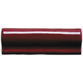 Blackberry Torus moulding glossy elongated ceramic tile with deep red to black gradient and white horizontal stripe