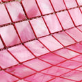 Blush 25mm square pink rectangular shell mosaic tiles with glossy iridescent finish in interlocking pattern