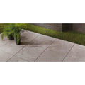 Bravestone Outdoor pearl 20mm gray stone effect patio tiles with subtle veining and dark grout lines
