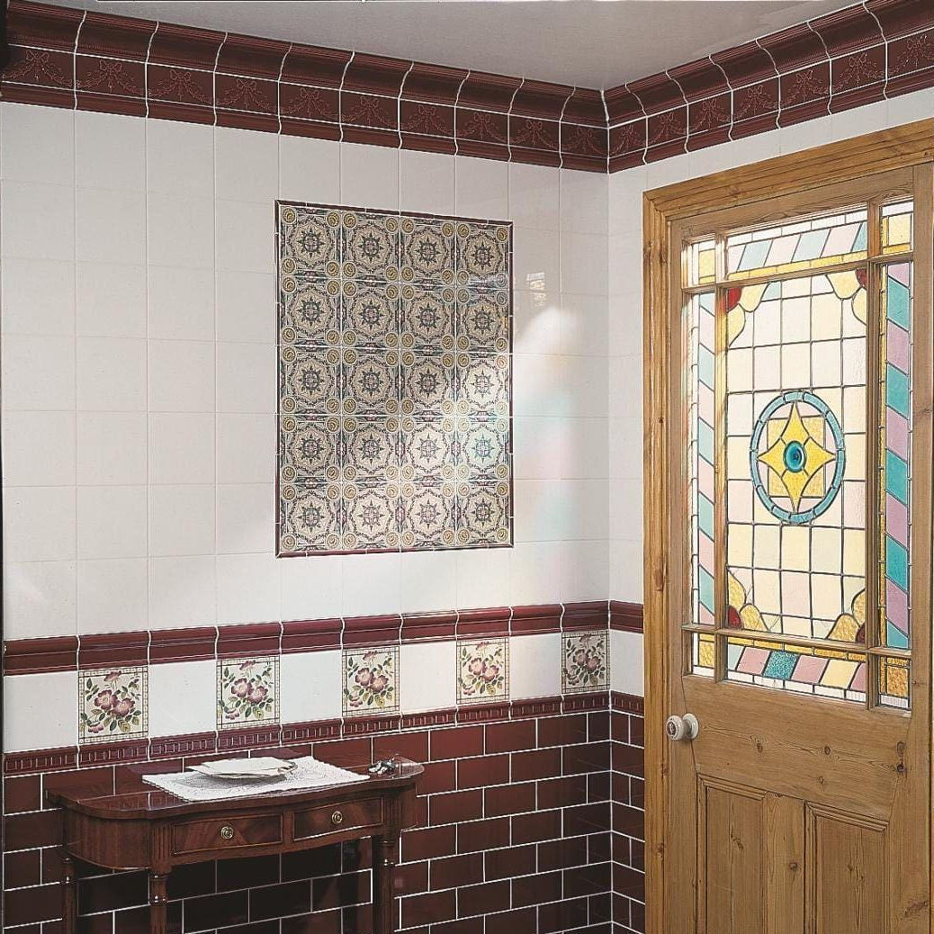 Burgundy Plain Cornice Ceramic Wall Tile 152x75mm