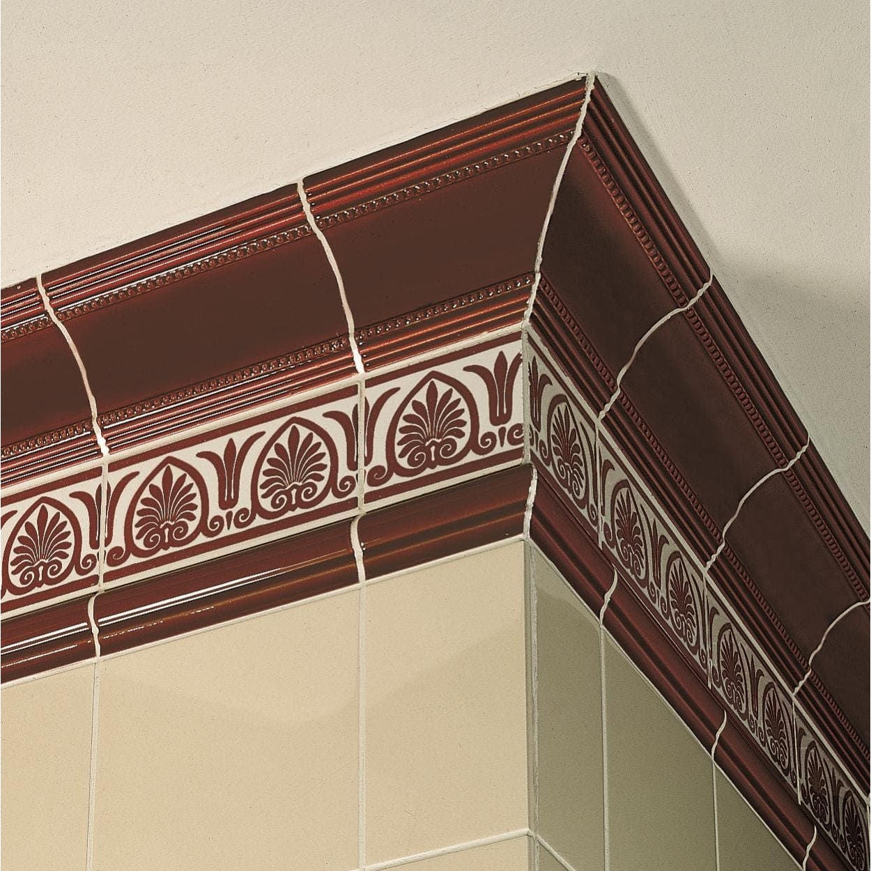 Burgundy Plain Cornice Ceramic Wall Tile 152x75mm