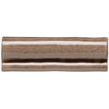 A rectangular ceramic chestnut torus moulding tile with a matte finish featuring horizontal brown and cream stripes