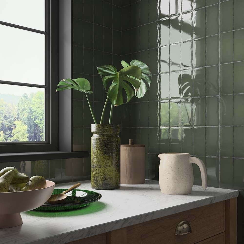 Clay Olive Ceramic Glazed Wall Tile 65x130mm - Hyperion Tiles