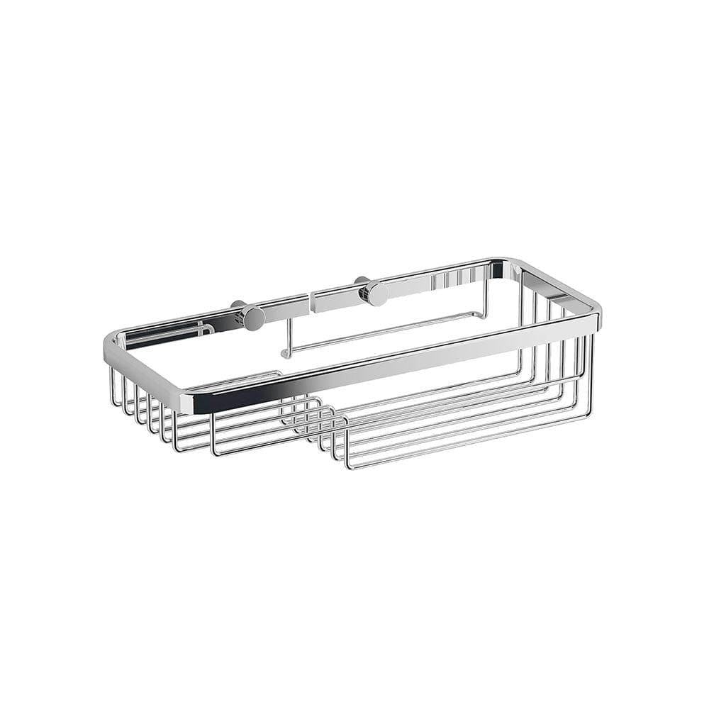 Combined shower basket chrome finished metal wire shower caddy with rectangular open grid design for bathroom storage