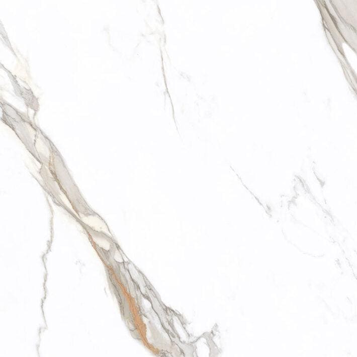 White marble tile cosmopolitan calacatta gold lappato 80 x 80 cm with elegant gray and subtle gold veining