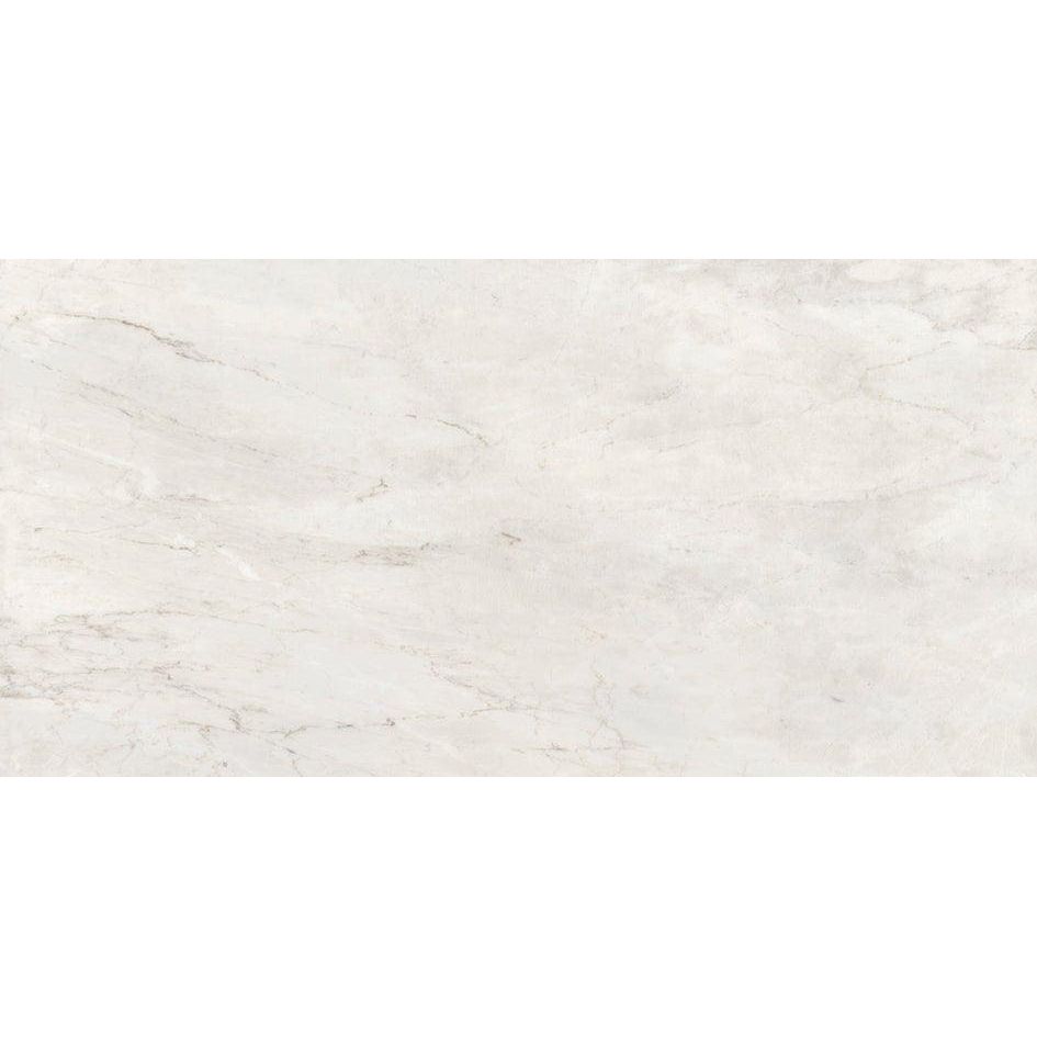 Crema delicato polished porcelain tiles with white marble look and subtle gray veining for elegant flooring