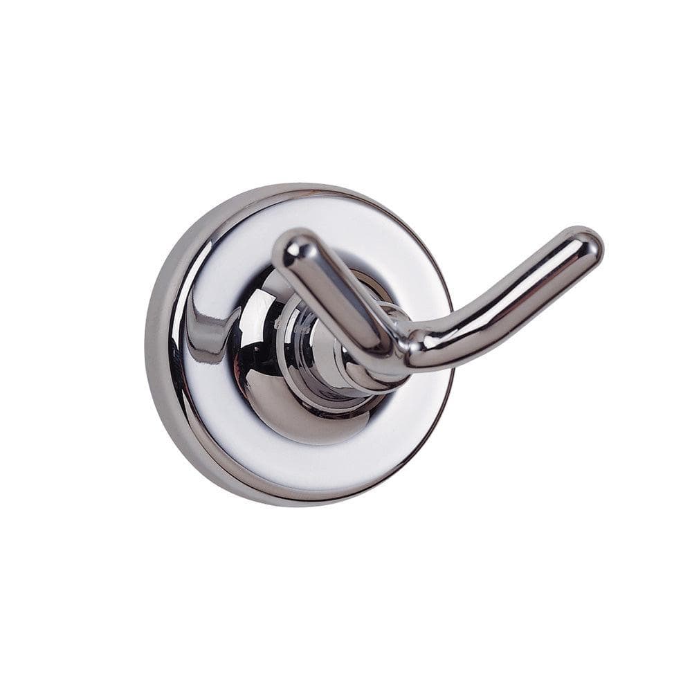 Dallas hook chrome double hook wall mount with circular base and sleek polished chrome metal finish