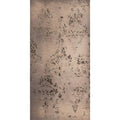 Vintage-style damask wallpaper in distressed rose gold with muted beige background and dark brown floral patterns